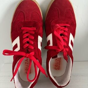 Red and White Sneakers by Cruza
